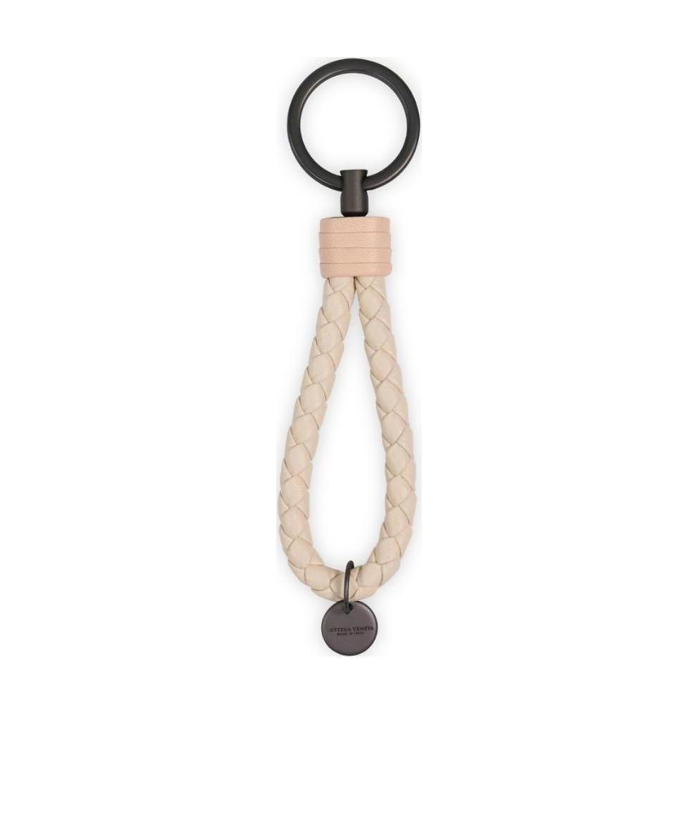 Shop Bottega Veneta Knit Detail Key Chain In Nude