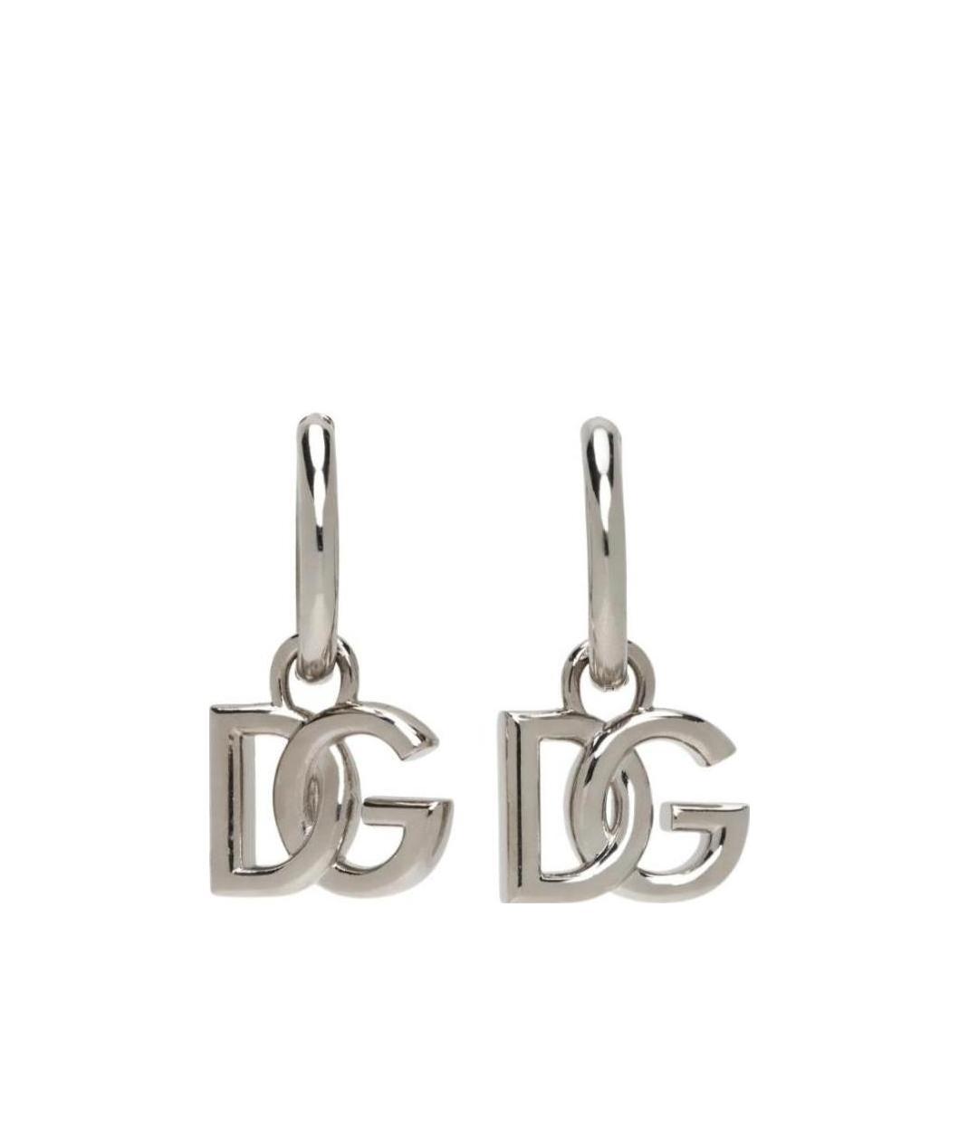 Dolce & Gabbana Silver Logo Earrings In Gray
