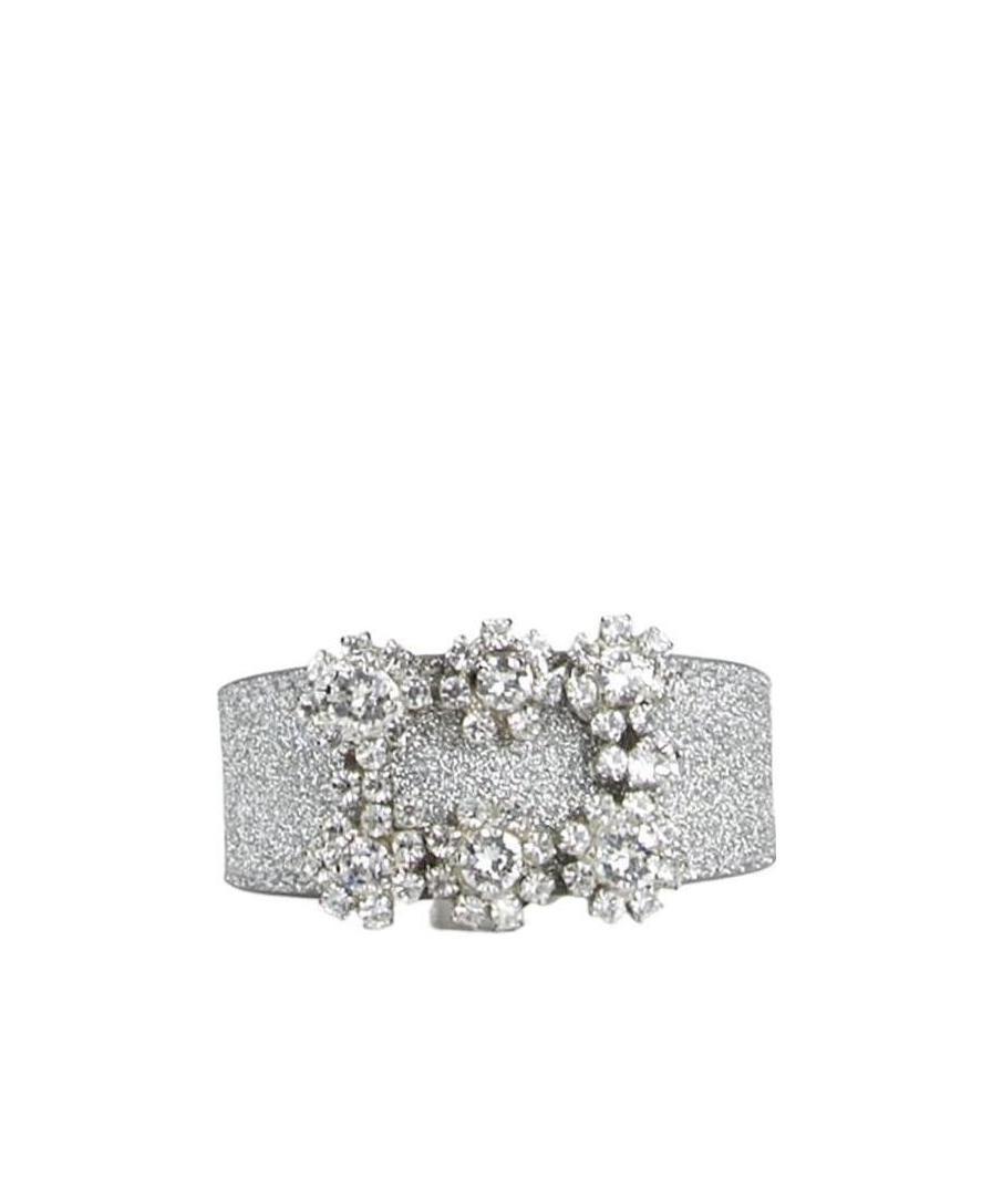 Roger Vivier Flower Strass Buckle Bracelet In Gray