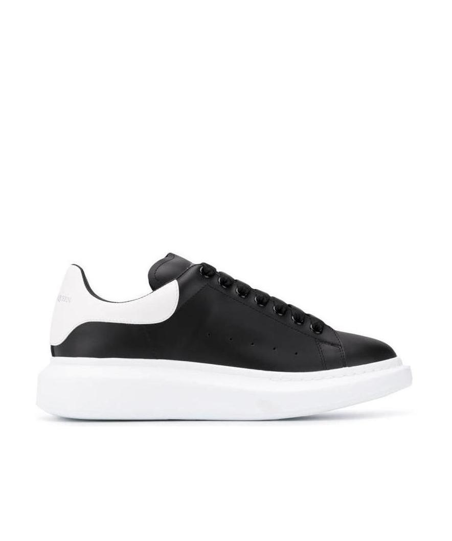 Alexander Mcqueen Black Low Top Sneakers With Logo Lettering On The Tongue In Leather Man