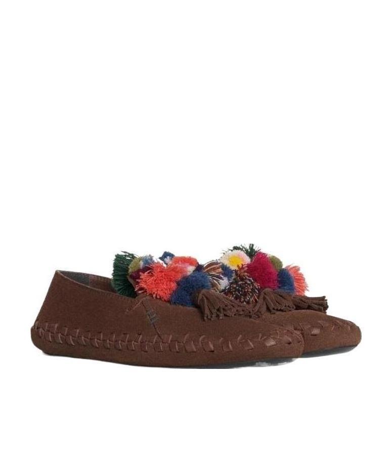 Celine Marlou Flat Slip-on In Suede Calfskin In Brown