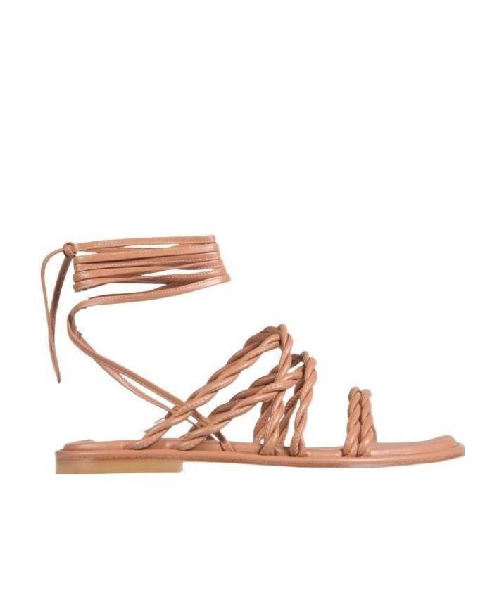 Stuart Weitzman Braided-strap Leather Sandals In Nude