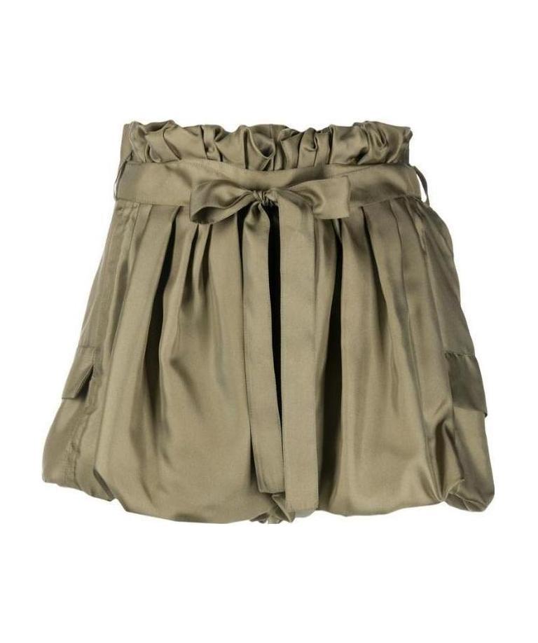 Saint Laurent Bouffant Silk Shorts In Green
