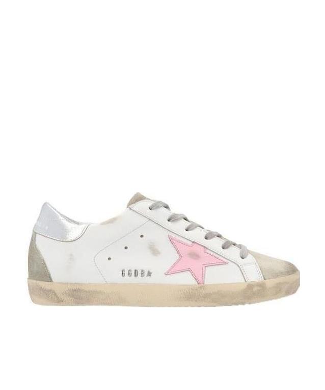 Golden Goose Super-star Leather Upper And Star Suede Toe And Spur Laminated Heel Metal Lettering In Multi