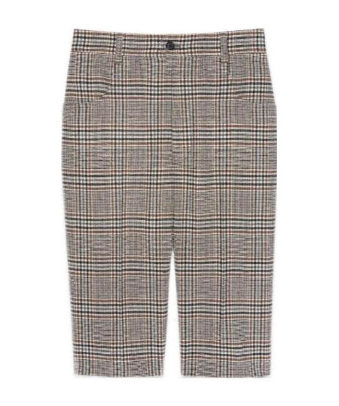Saint Laurent Checked Tailored Shorts In Nude