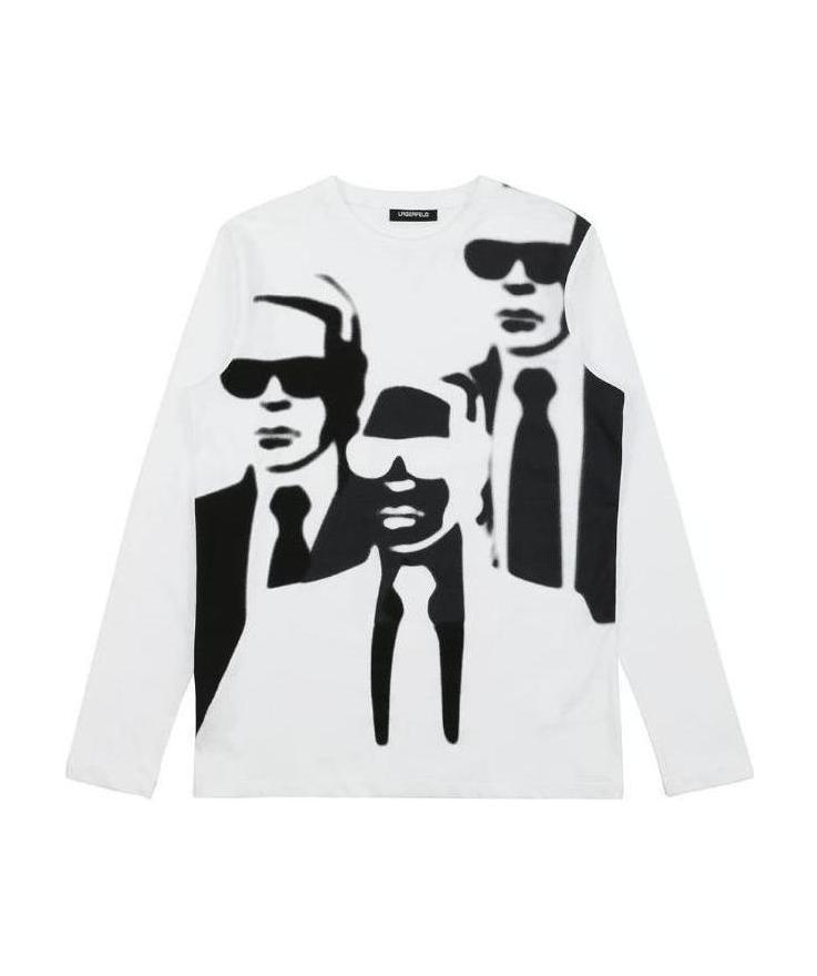 Karl Lagerfeld Long-sleeved Printed T-shirt In White