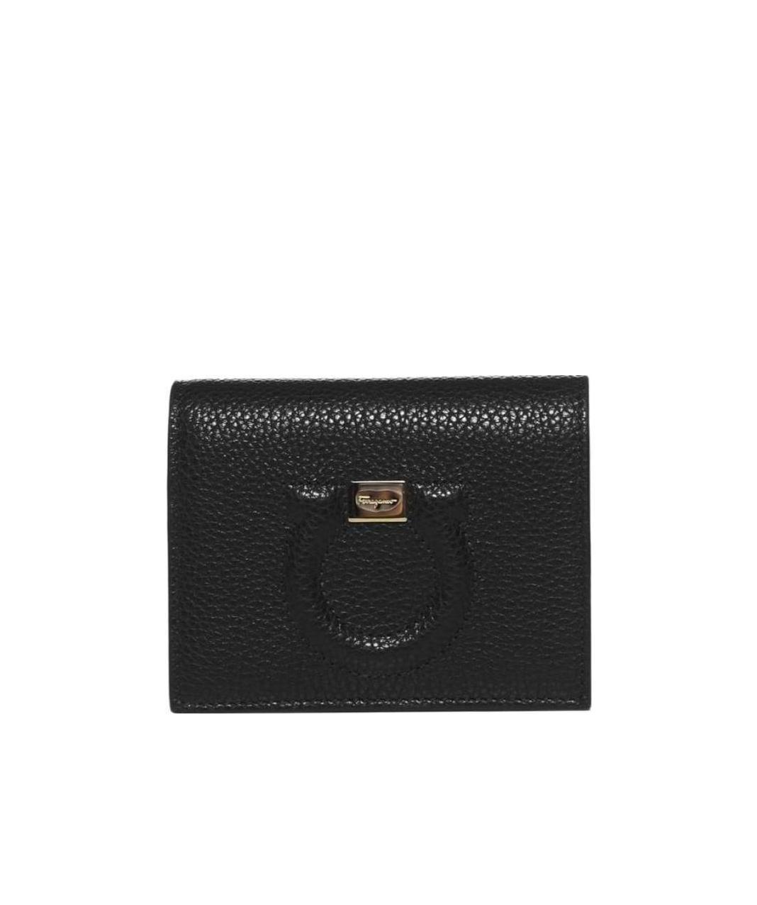 Ferragamo Small Gancini Leather Wallet In Black