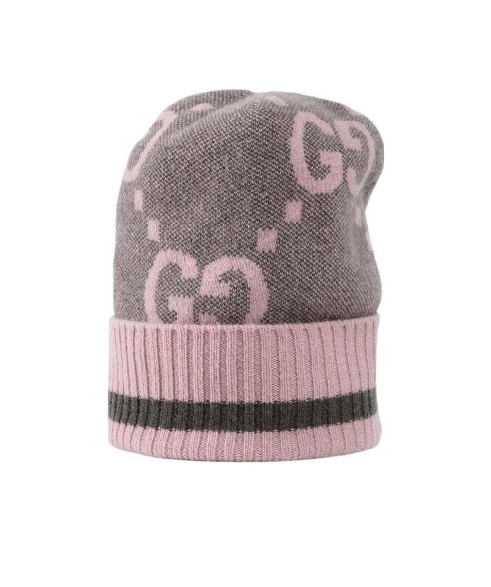 Gucci Intarsia-knit Logo Hat In Gray