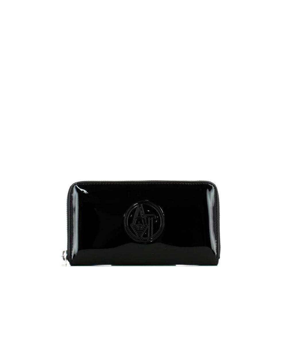 Armani Jeans Zipper Wallet In Black