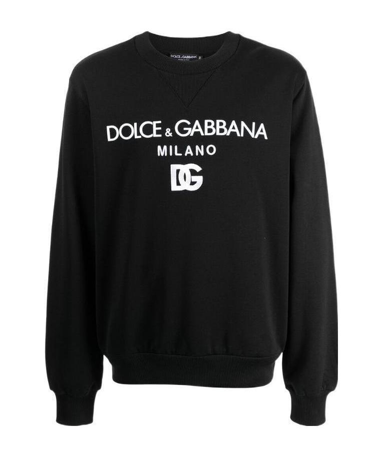 Dolce & Gabbana Cotton Sweatshirt With Frontal Logo In Black