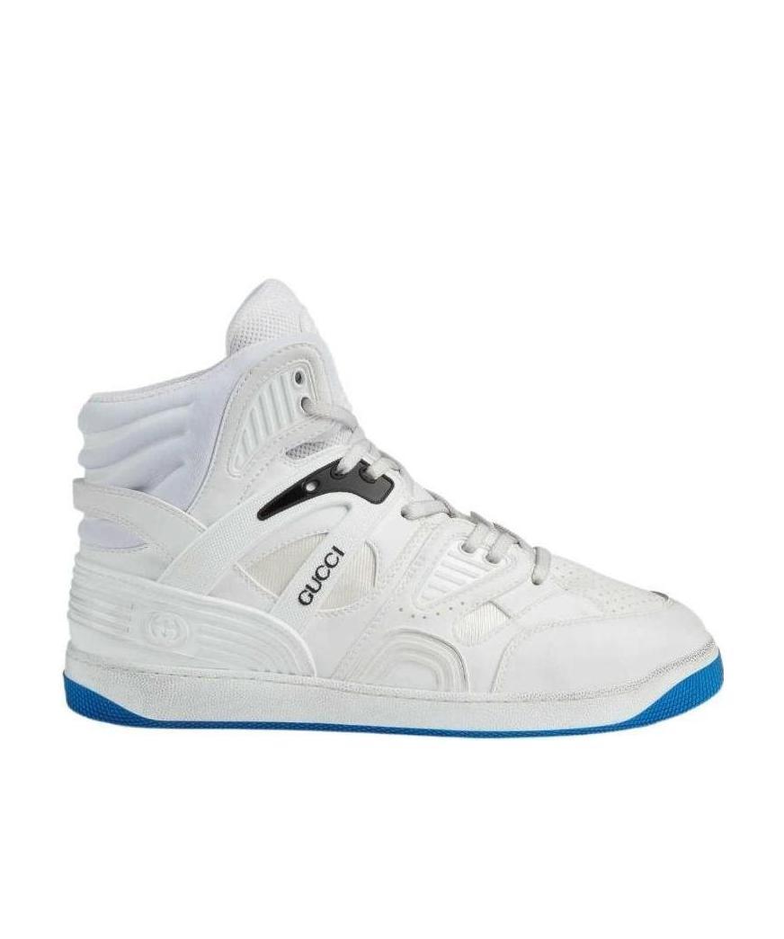 Gucci Interlocking G Patch Basket Sneakers In White