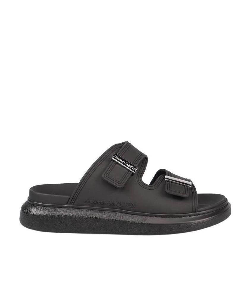 Shop Alexander Mcqueen Oversized Strap-front Sandals In Black