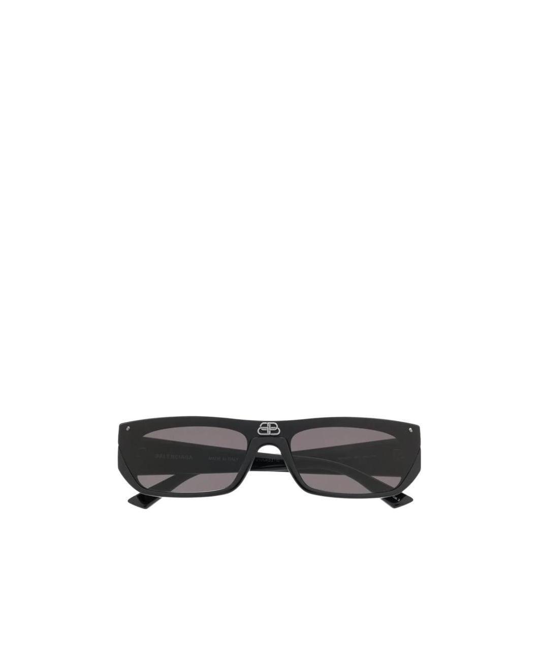 Shop Balenciaga Shield Rectangular-frame Sunglasses In Black