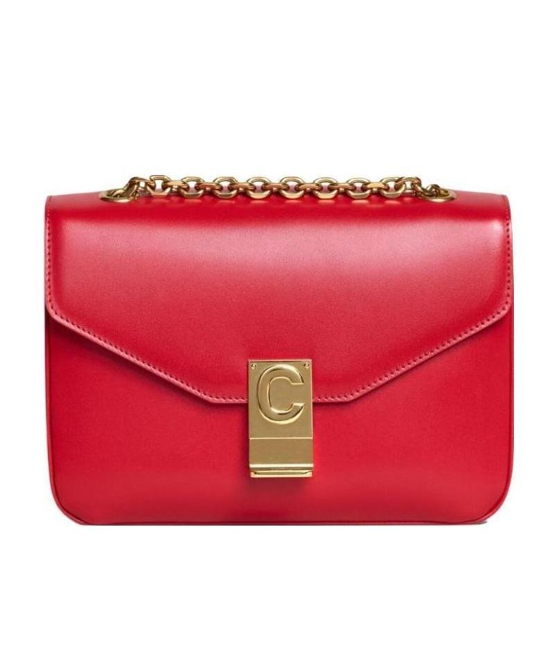 Celine Foldover Top Crossbody Bag In Red