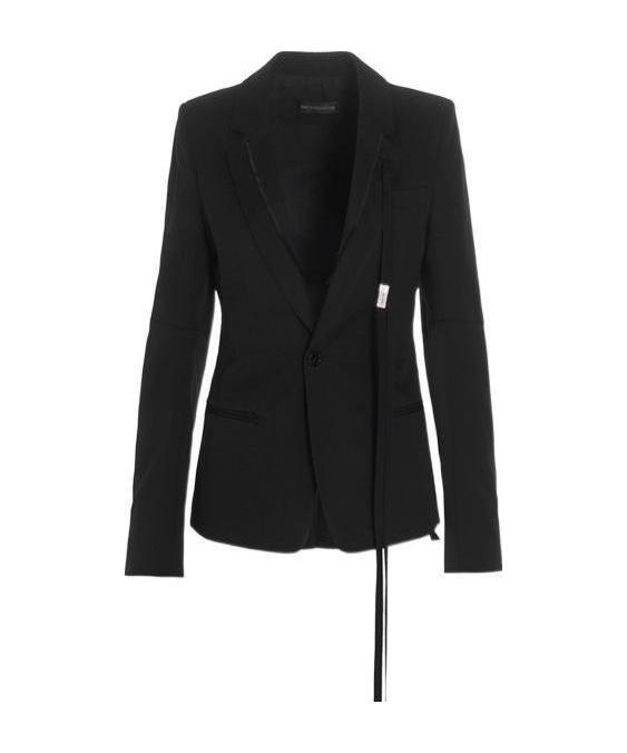 Ann Demeulemeester Lapel-tie One-button Blazer In Black