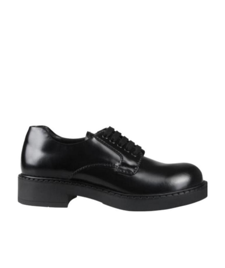 Prada Brushed Leather Lace-up Shoes In Black