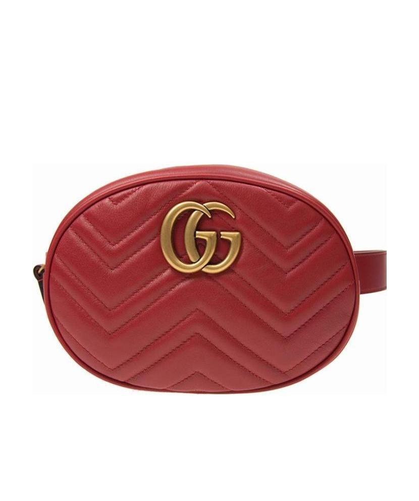 Gucci Gg Marmont Quilted Waist Bag In Red