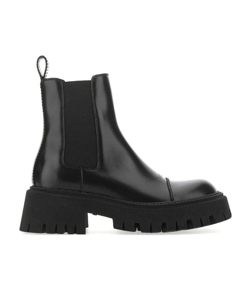 Balenciaga Tractor Leather Bootie In Black