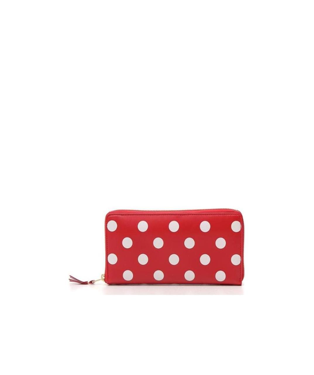 Comme Des Garçons Mini Zip Around Printed Leather Wallet In Red