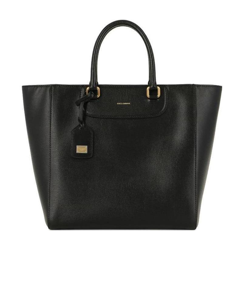Dolce & Gabbana Logo Details Handbag In Black