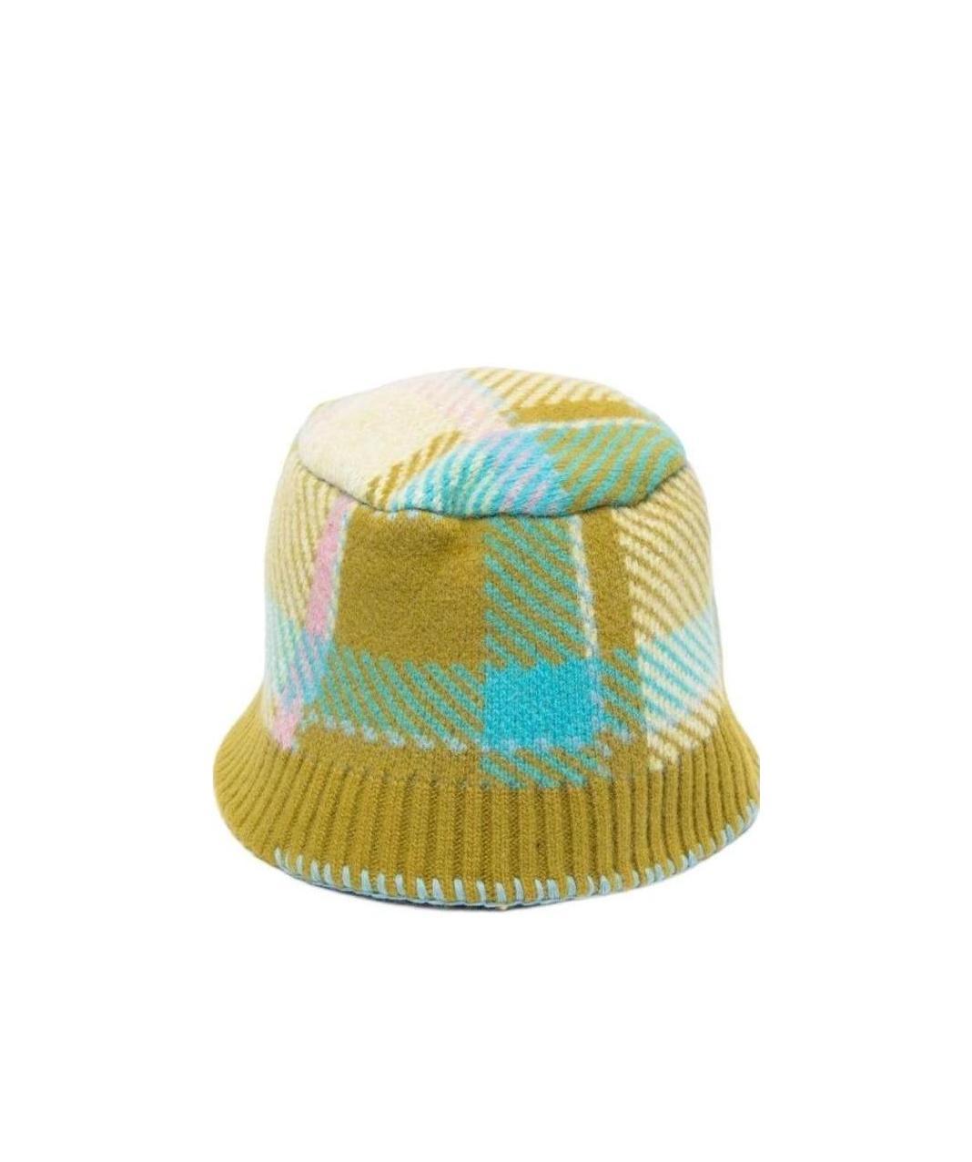 Ader Error Checked Knitted Wool-blend Bucket Hat In Green