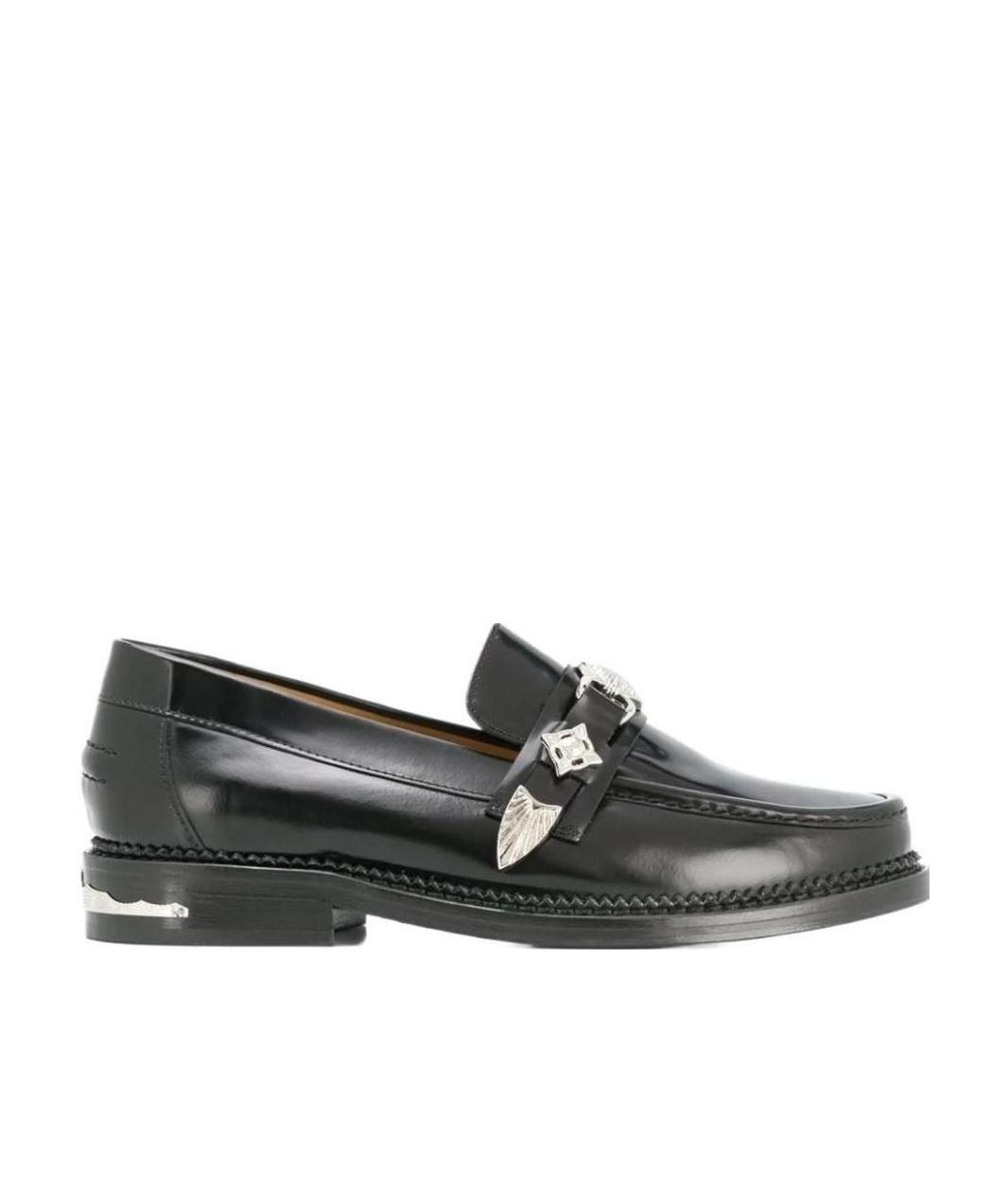 Shop Toga Embossed-plaque Detail Loafers In Black