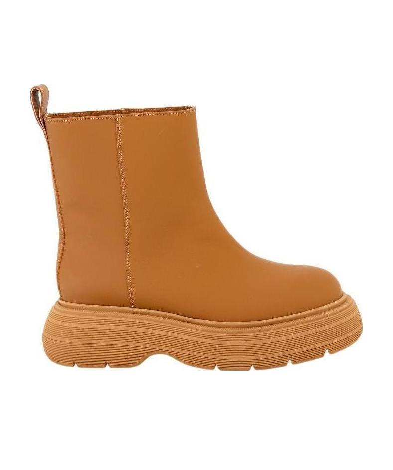 Gia Couture Round-headed Boots In Brown