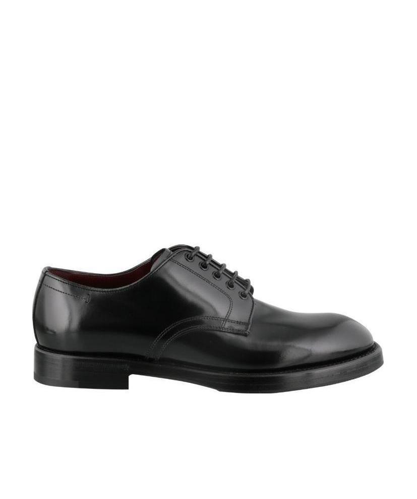 Dolce & Gabbana Black Leather Derby Shoes In Black