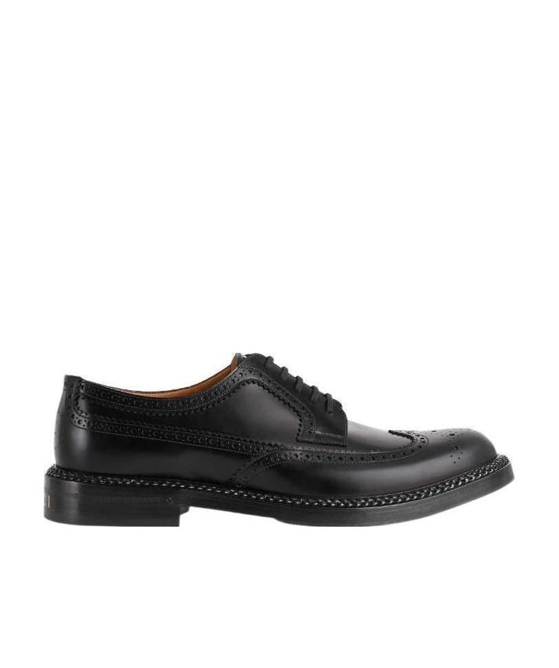 Gucci Leather Lace-up Brogues In Black