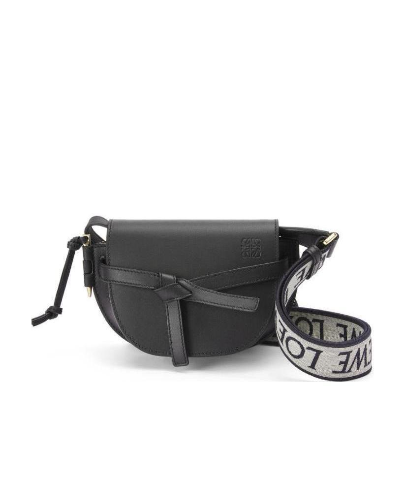 Loewe Women Gate Dual Mini Leather Crossbody Bag In Black