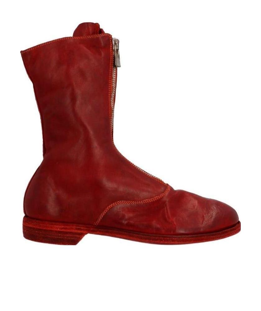 Guidi 310 Series Front Zipper And Ankle Boots In Red
