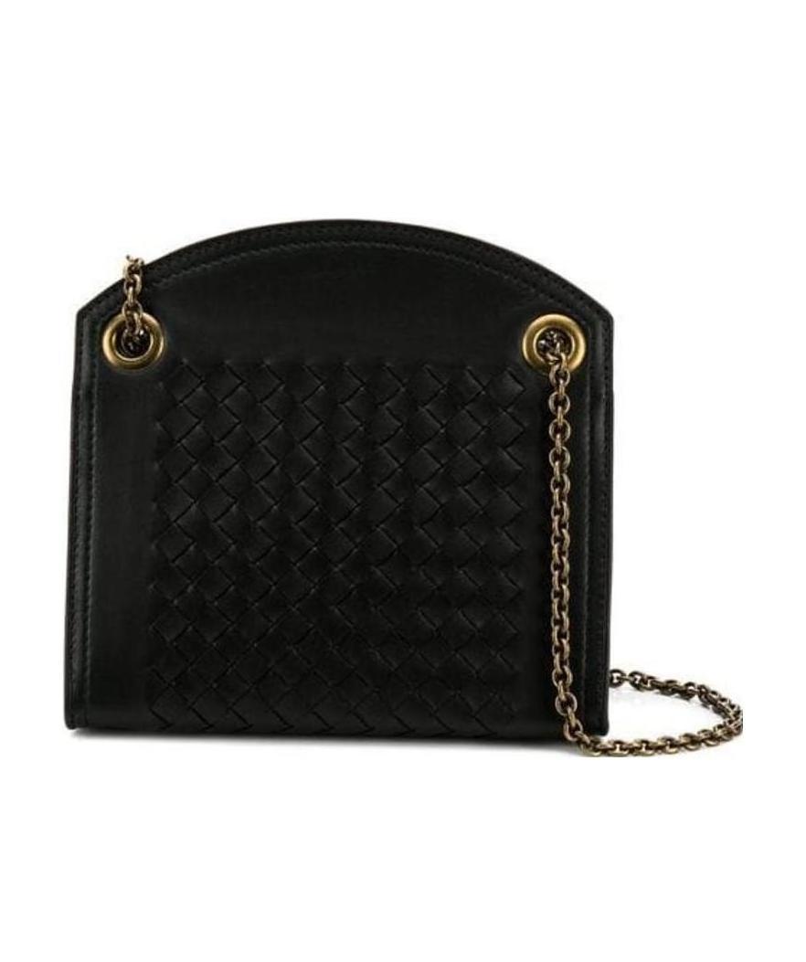 Bottega Veneta Intrecciato Mini Shoulder Bag In Black