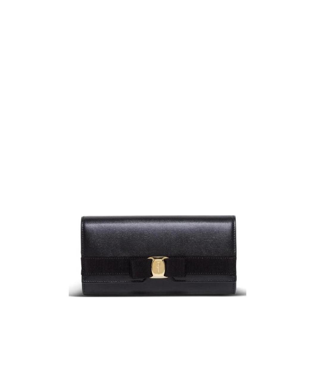 Ferragamo Vara Bow Continental Wallet In Black