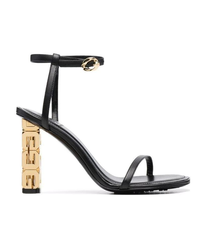 GIVENCHY SANDALS IN LEATHER WITH G CUBE HEEL