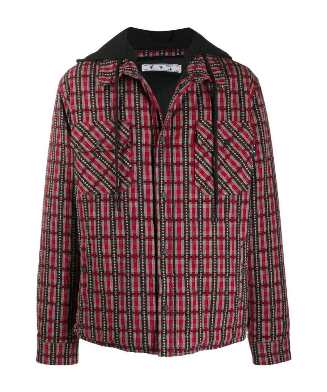 Off-white Check Hooded Jacket In Black