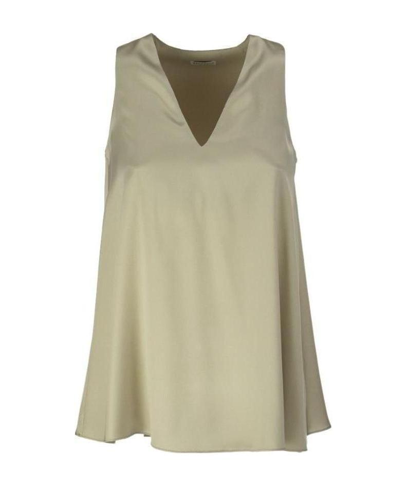 Brunello Cucinelli Silk V-neck Top In Nude