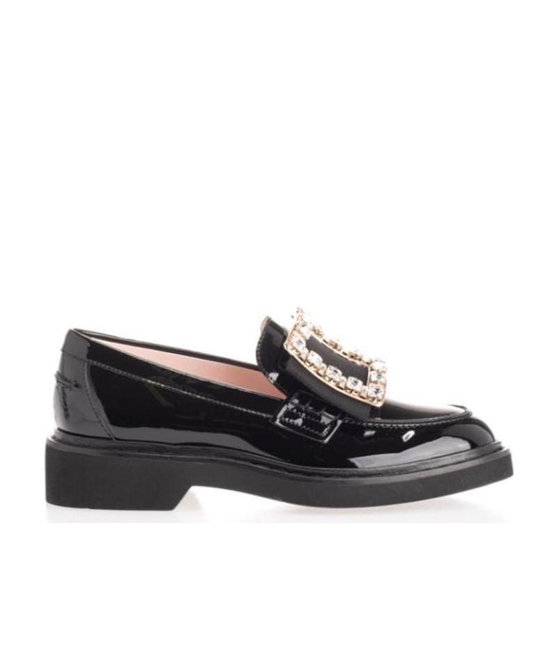 Roger Vivier Crystal-embellished Patent Leather Loafers In Multi