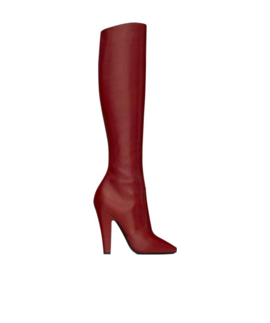 Saint Laurent 68 110mm Knee-high Boots In Red