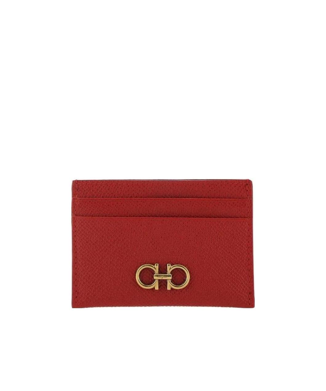 Ferragamo Red Gancini Card Holder In Red
