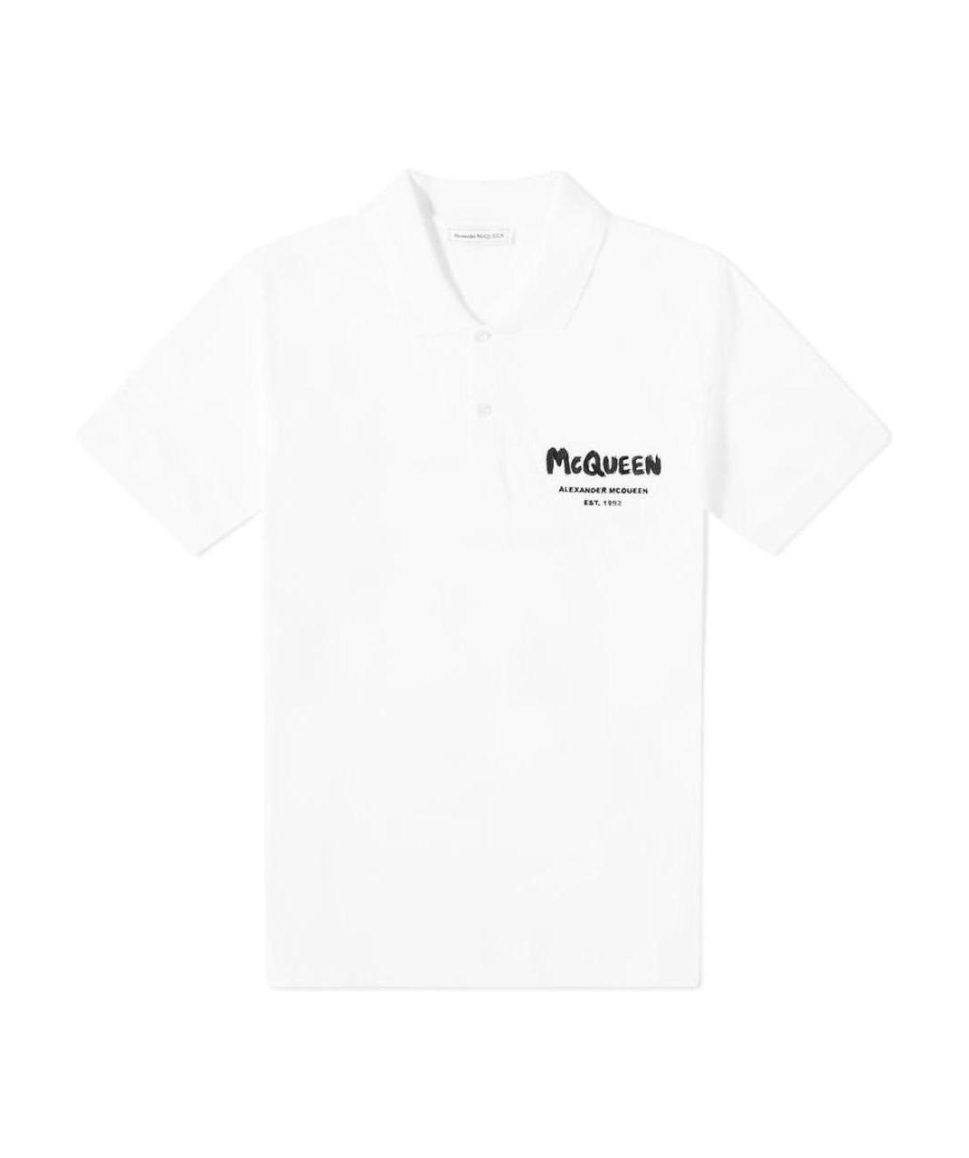 Alexander Mcqueen Graffiti Logo Printed Polo Shirt In White