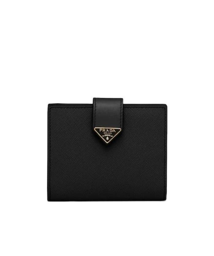 Prada Small Logo-plaque Saffiano Leather Wallet In Black