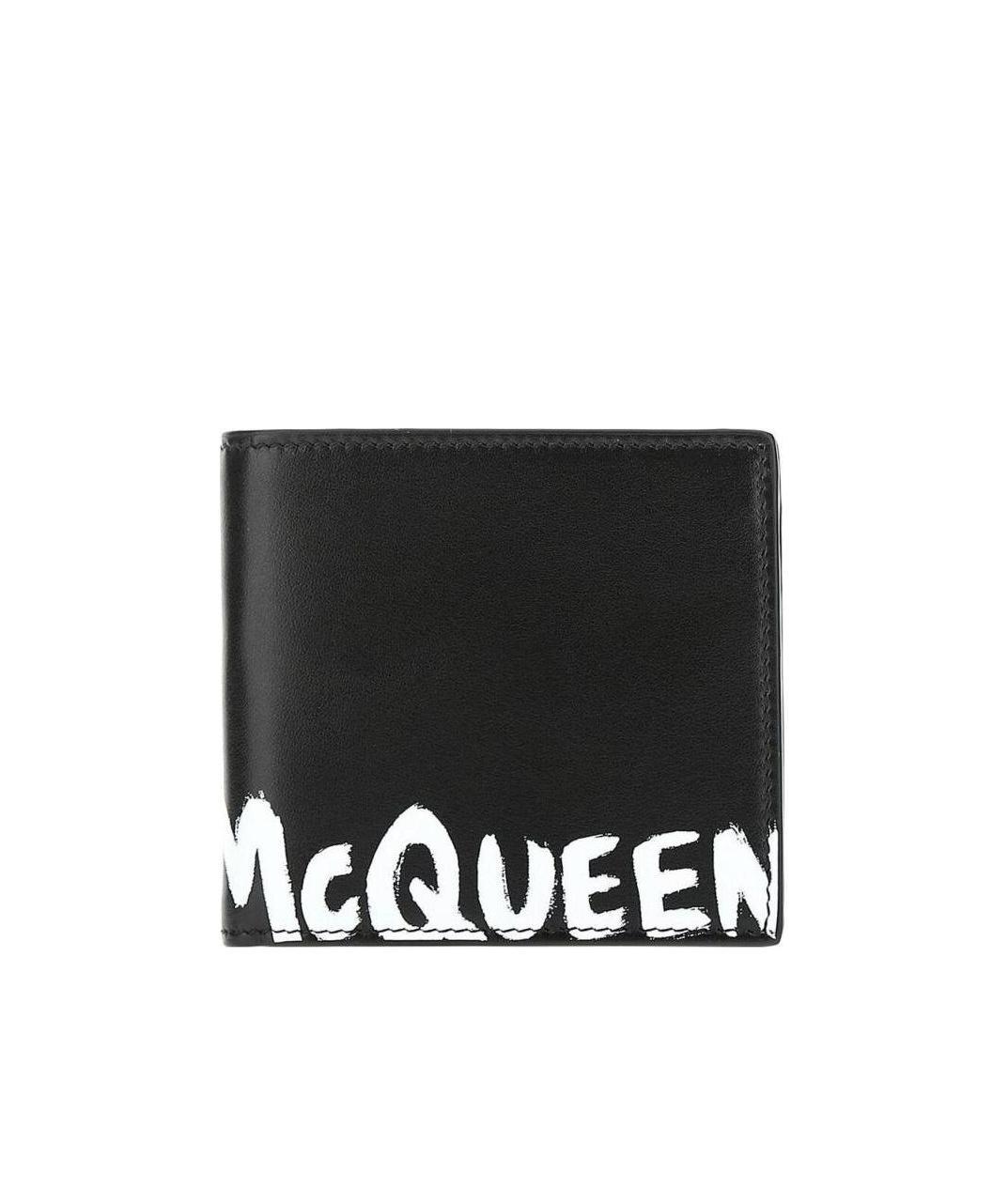 Alexander Mcqueen Graffiti Logo-print Leather Billfold Wallet In Black