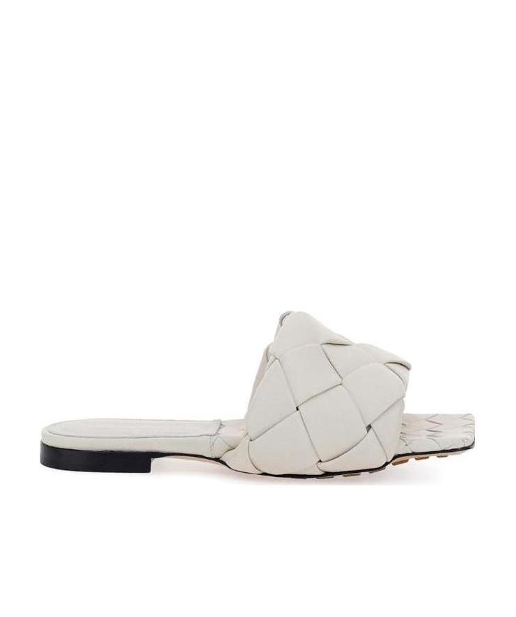 Bottega Veneta Quilted Leather Lido Flat Sandals In White