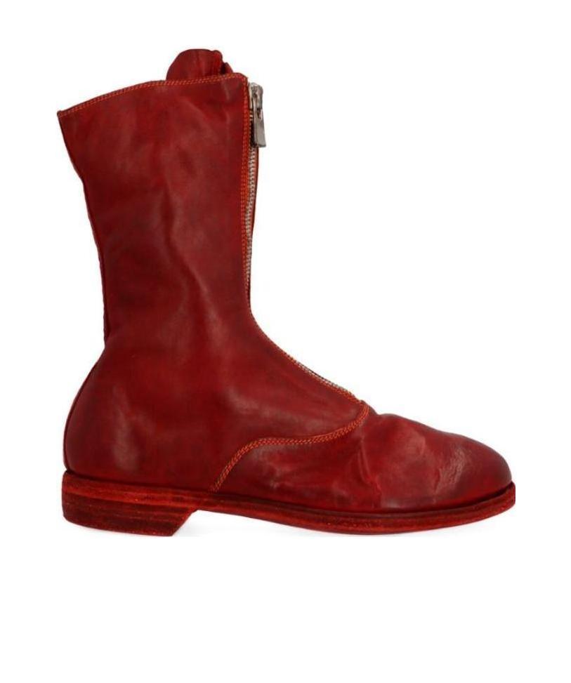 Guidi 310 Series Front Zipper And Ankle Boots In Red