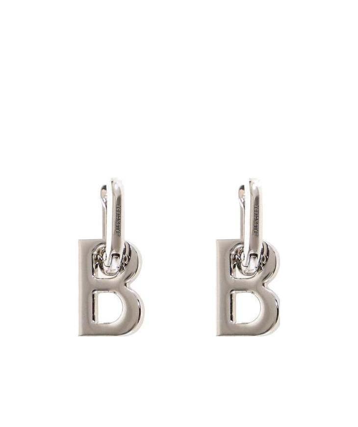Balenciaga Orecchini B Chain Xl Da Donna In Argento In White