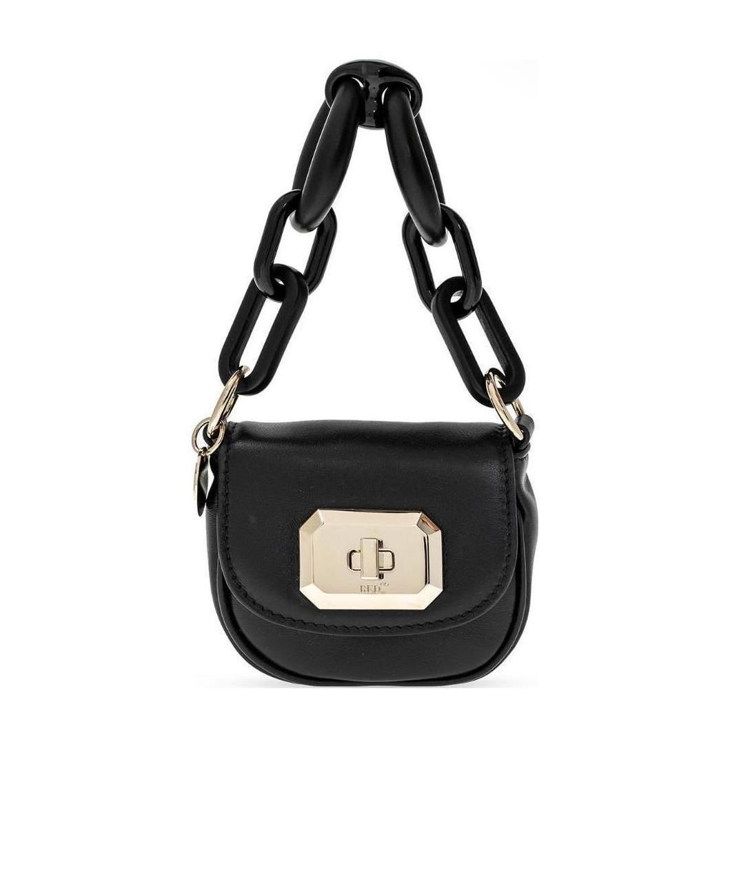 Red Valentino Black Logo Embossed Mini Shoulder Bag