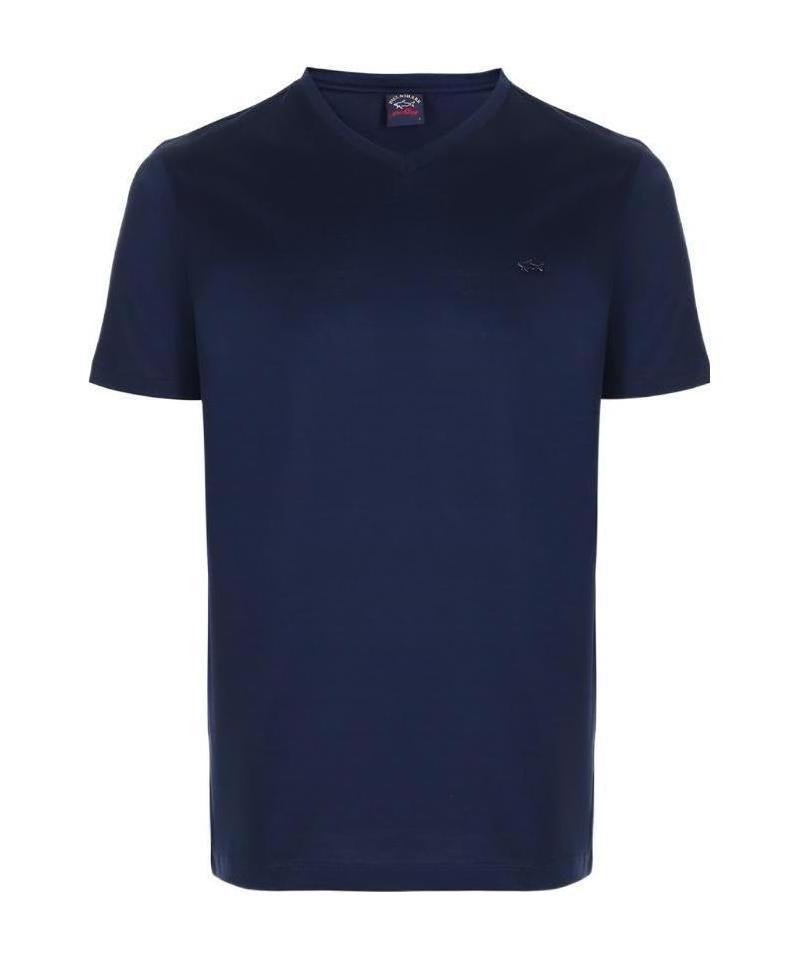 Paul & Shark V-collar Logo T-shirt In Blue