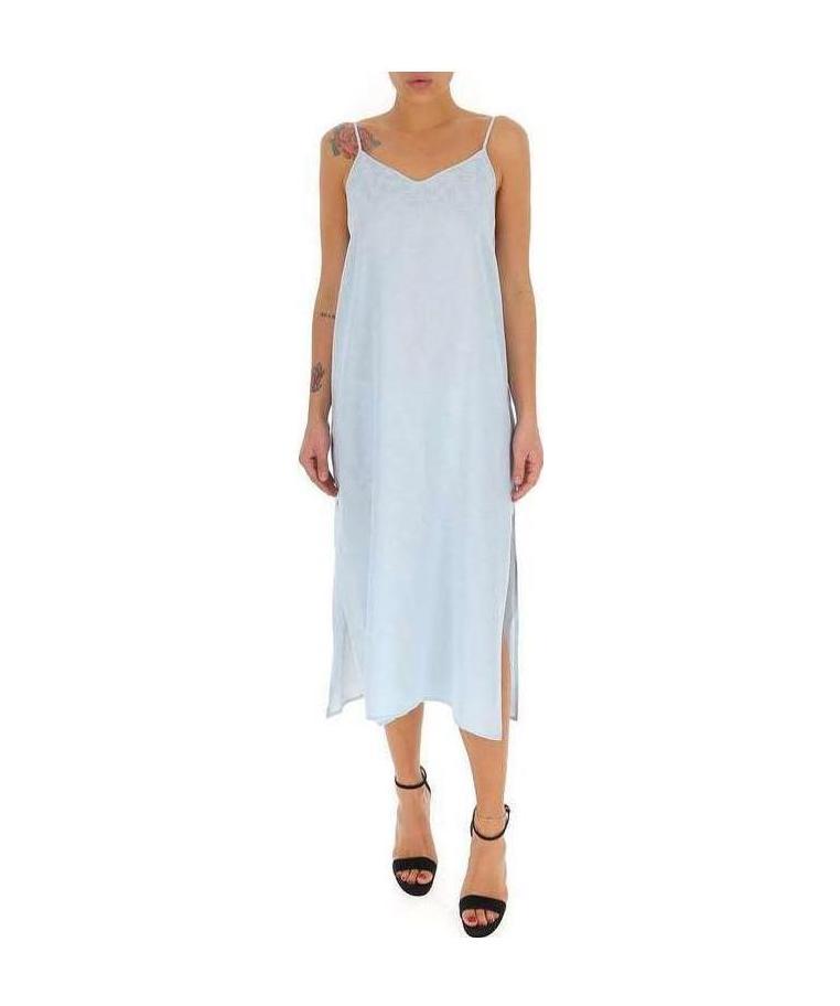 Palm Angels Monogram-print Slip Dress In Blue