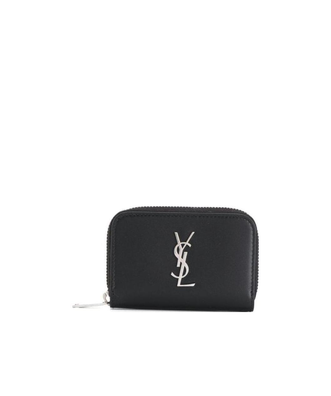Saint Laurent Ysl Logo Zipped Purse In Black