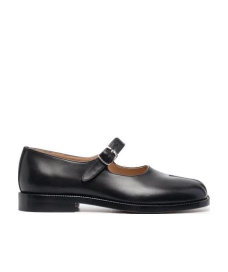 Shop Maison Margiela Tabi Leather Mary Jane Shoes In Black